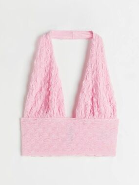 H&M pink ruched halter top